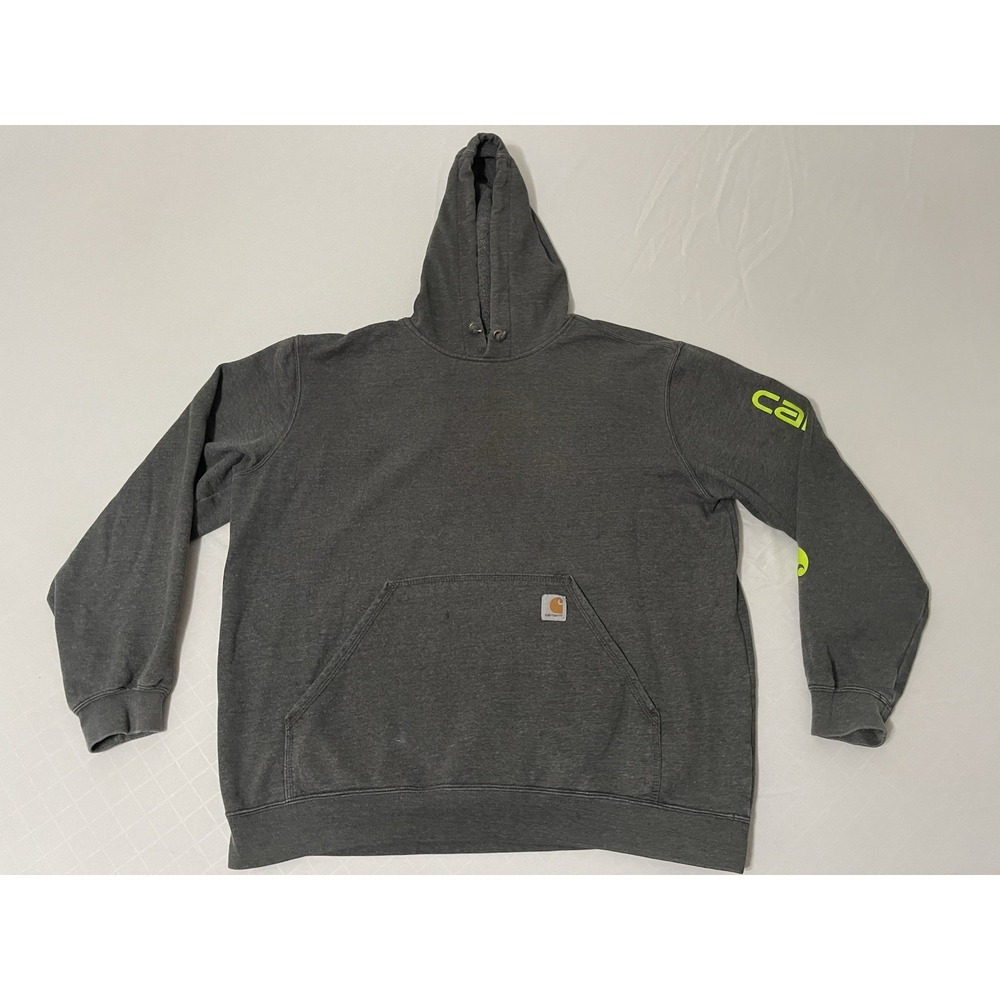Carhartt Hoodie Mens XL Gray Original Fit Sleeve Logo Pullover Sweatshirt‎